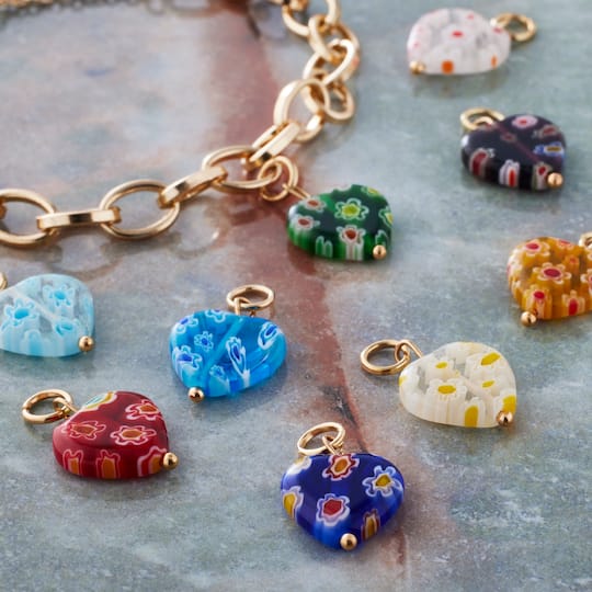 12 Packs: 9 ct. (108 total) Millefiori Glass Heart Charms by Bead Landing™